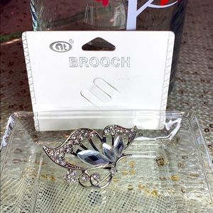 N.T. Crystal & Stone Silver Brooch.